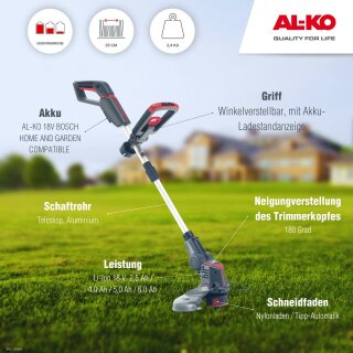 AL-KO 18 V Bosch Home & Garden Compatible